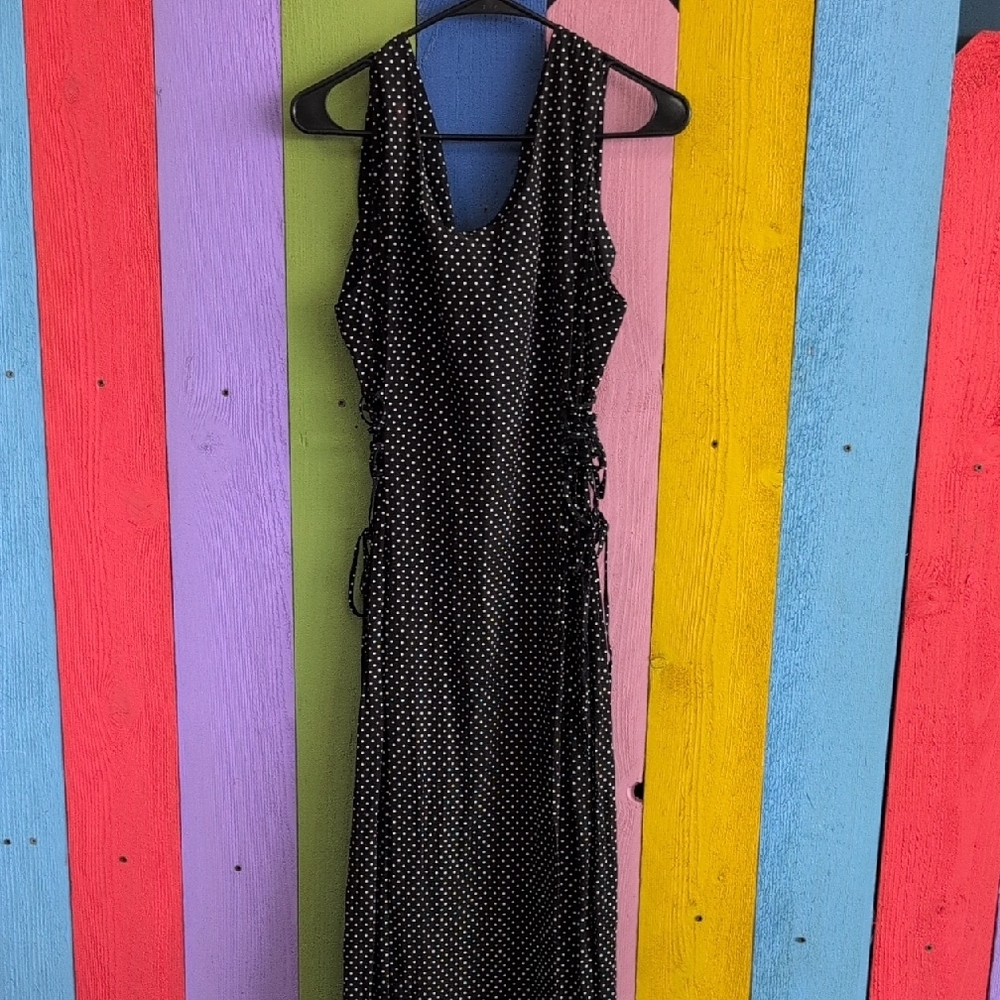 Vintage Black and White Sleeveless Sheath Maxi Dress